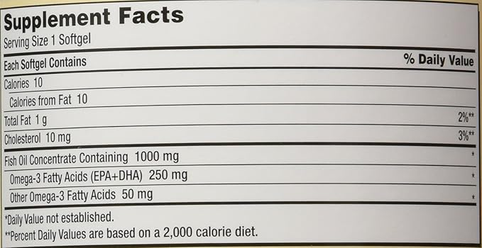 Kirkland Signature Omega-3 Fish Oil Concentrate 800 Softgels 1000 mg Fish Oil with 30% Omega-3s (300 mg)
