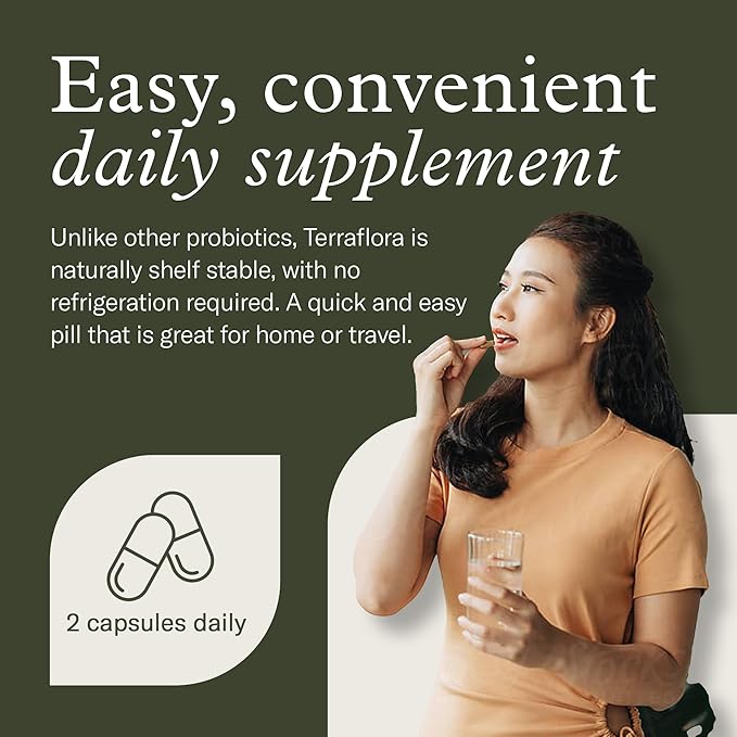 Terraflora Advanced Care Synbiotic - SBO Probiotic and Prebiotic Digestive &amp Gut Health Soil Based Spore Pre and Probiotics for Women and Men with Bacillus Coagulans Subtilis Vegan - 60 Capsul