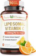 Pure O Elements Vitamin C Liposomal Supplement Capsules 180 Count – High Absorption Ascorbic Acid Non-GMO Soy Free Gluten Free - Pure Vitamin C