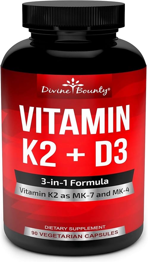 Divine Bounty Digestive Enzymes with Probiotics &amp Vitamin K2 and D3 Bundle