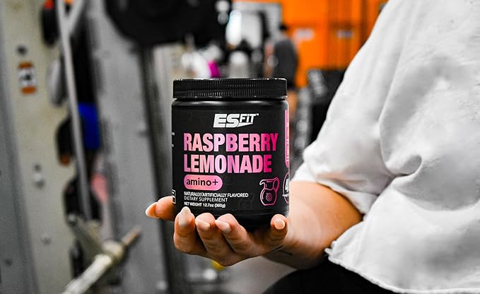 Amino+ Powder - Pre and Post Workout with Caffeine + Green Tea Extract - BCAA Amino Acids Zero Sugar Low Calorie Superior Taste 40 Servings (Raspberry Lemonade)