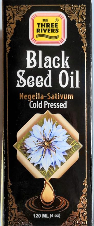 Three Rivers Cold Pressed Black Seed Oil Nigella Sativa Seed Oil - Glass Bottle - 4oz.-L8
