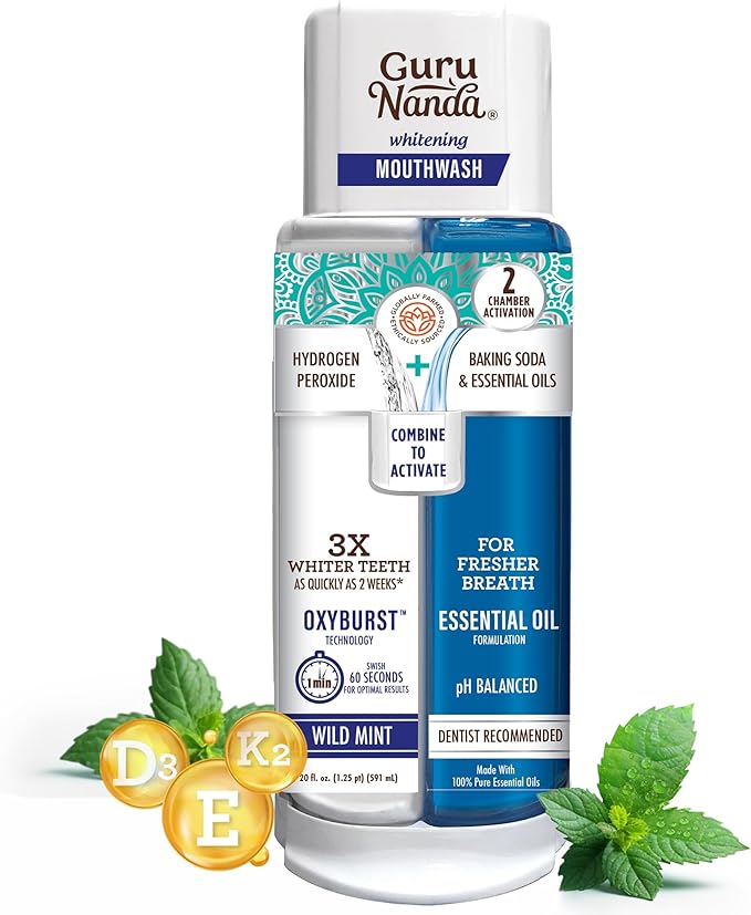 ZHOU Black Seed Oil Omega 3 6 9 + GuruNanda Whitening Mouthwash with Essential Oils - 20 Fl Oz