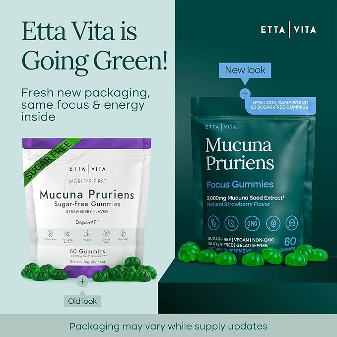 Dopamine Supplement - Sugar-Free Mucuna Pruriens Gummies (2g/serving) Energy &amp Focus Gummies - Potent Mucuna Pruriens Extract Supplement for Calm Mood and Motivation Vegan Non-GMO Gluten-Free