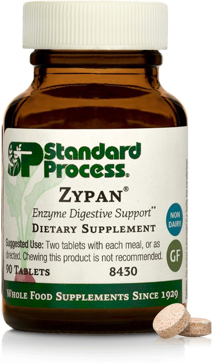 Standard Process Zypan - Digestive Health Support Supplement - HCI Supplement with Pancreatin Betaine Hydrochloride &amp Pepsin - Support Macronutrient Digestion - 90 Tablets