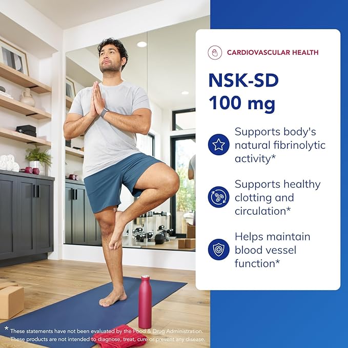 Pure Encapsulations NSK-SD - 100 mg Nattokinase - for Normal Blood Circulation - Supports Fibrinolytic Activity* - Gluten Free &amp Non-GMO - 120 Capsules