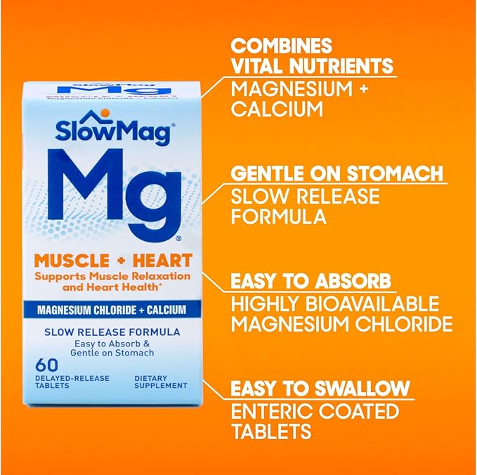 Slow Mag Magnesium Chloride and Calcium 60 Tablets each (Value Pack of 5)