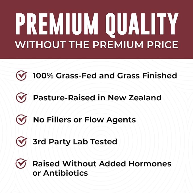 Bovine Bone Marrow Supplement - 100% Grass Fed and Pasture Raised in New Zealand- Freeze Dried 3rd Party Lab Tested Non GMO No Fillers – Supports Collagen Joint Bone &amp Immune Health- 180 Caps