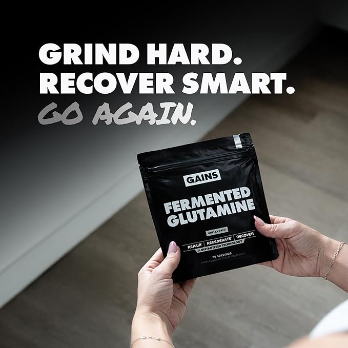 Gains in Bulk L-Glutamine Gluten Free Glutamine Powder for Muscle Recovery and Growth Post Workout Support Amino Acid Supplement Promotes Protein Synthesis Non GMO Unflavored 90 Servings