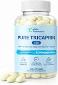 HelloPharmacist 100% Pure Tricaprin C10 - Capric Acid Triglycerides (Glycerol Tricaprate) - Advanced Cardiovascular Heart &amp Cellular Energy Support - 120 Softgels - Made in the USA