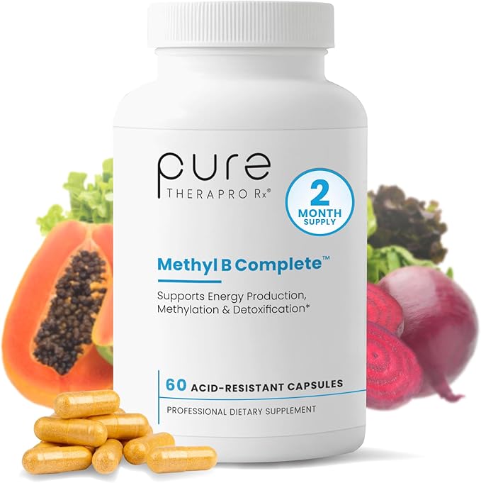 Methyl B Complete - 60 Vegetable Capsules | Optimal Methylation Support Supplement with Quatrefolic 5-MTHF (Active folate) Methylcobalamin (Active B12) B2 B6 and TMG | Pharmaceutical Grade