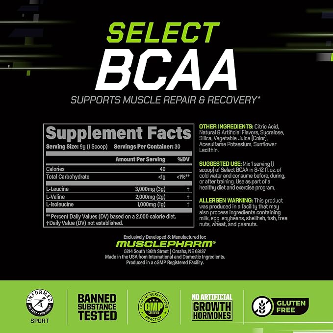 MusclePharm Essentials BCAA Powder Pre &amp Post Workout Recovery Drink Supports Muscle Recovery &amp Energy Essential Amino Acids 30 Serv Fruit Punch
