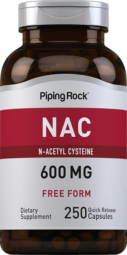 Piping Rock NAC Supplement N-Acetyl Cysteine | 600mg | 250 Capsules | Free Form Pills for Women and Men | Non-GMO Gluten Free
