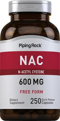 Piping Rock NAC Supplement N-Acetyl Cysteine | 600mg | 250 Capsules | Free Form Pills for Women and Men | Non-GMO Gluten Free
