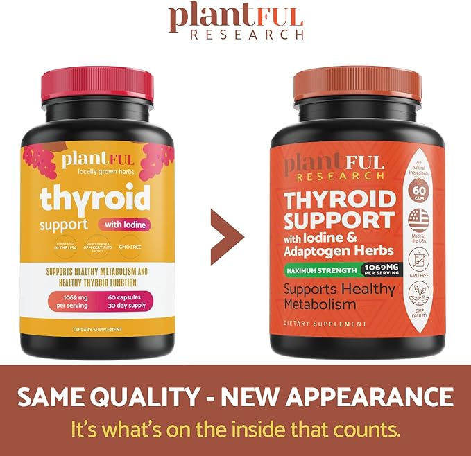 Thyroid Support for Women and Iodine Supplement ǀ Enhanced Absorption Thyroid Complex for Energy Metabolism Focus Formula Relaxation with Ashwagandha L-Tyrosine and Adaptogens Non-GMO