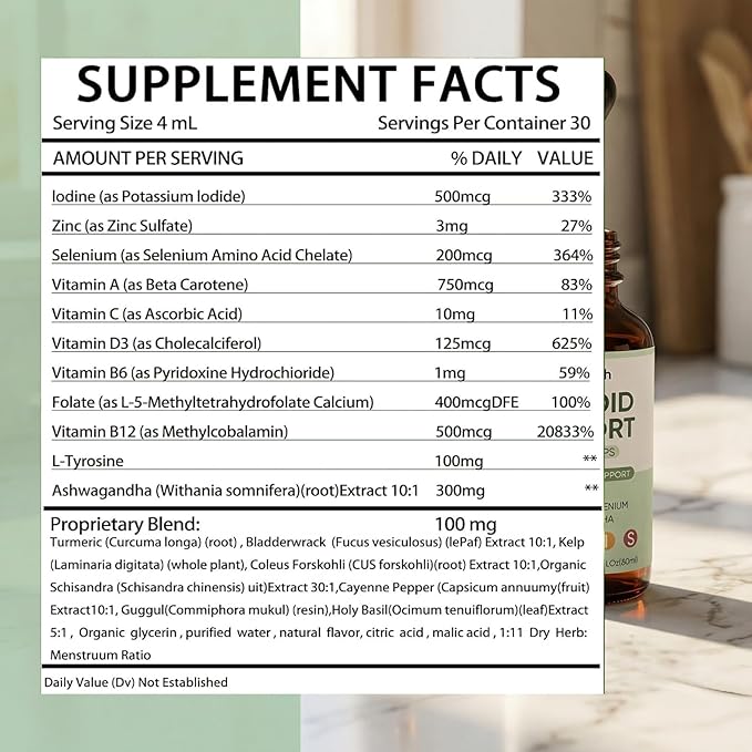 InnerFresh Thyroid Support Drops Inner Fresh Thyroid Support Liquid Drops for Women Hormone Balance &amp Healthy Metabolism Support with Selenium Zinc Iodine L-Tyrosine &amp Ashwagandha (1)