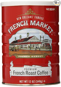French Market French Roast Medium-Dark Roast Ground Coffee 12oz Can (Pack of 12)