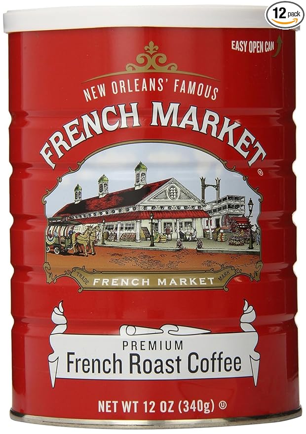 French Market French Roast Medium-Dark Roast Ground Coffee 12oz Can (Pack of 12)
