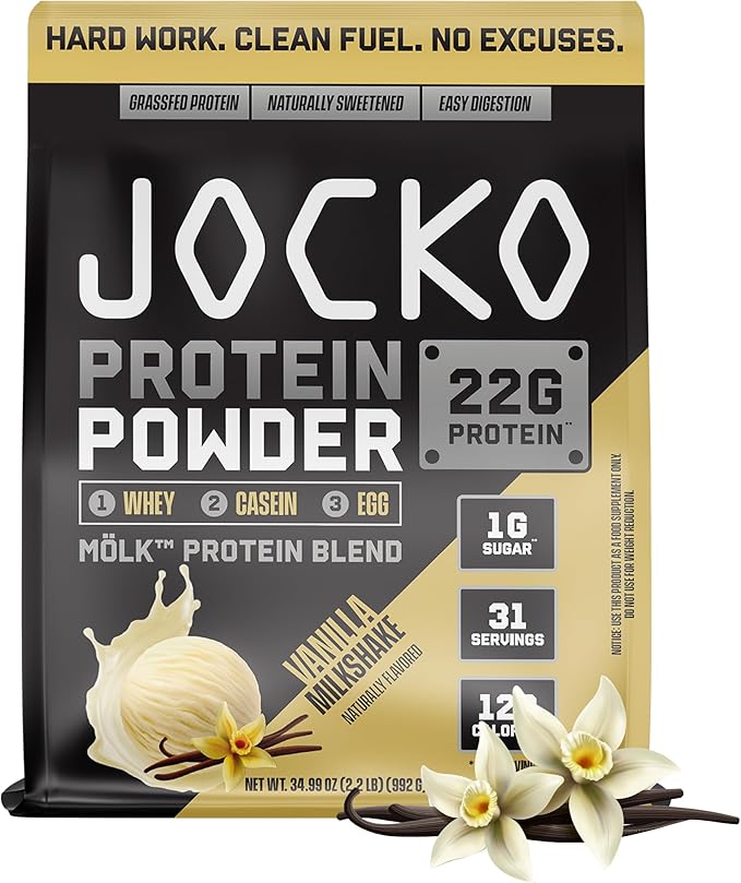 Jocko Fuel Bundle - Vanilla Mölk Protein Powder + Creatine Monohydrate Powder for Men &amp Women - Bundle for Atheltic Performance Recovery &amp Muscle Growth