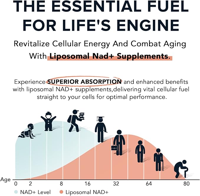 1600 mg Liposomal NAD Supplement 98% Pure NAD+ Supplement Superior Absorption Alternative to Nicotinamide Riboside or NADH to Boost NAD+ for Aging Defense Energy Longevity 60 Softgels