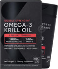 Sports_Researchs Omega-3 Krill Oil 1000mg Softgels (90 Count. Value Pack) with Phospholipids Choline &amp Astaxanthin from Antarctic Krill