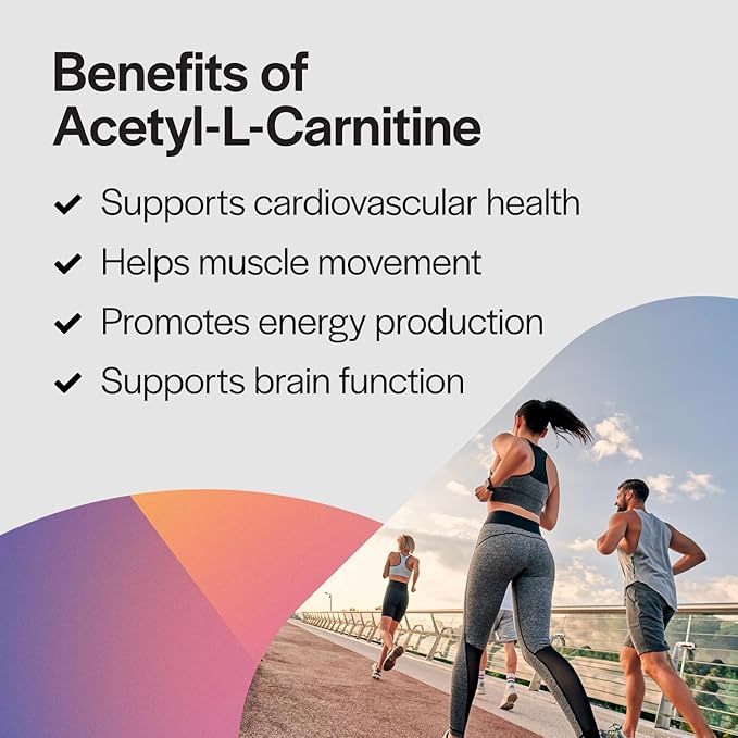 PureFormulas Acetyl L-Carnitine Cognitive &amp Memory Support L Carnitine Supplement for Brain Focus &amp Calmness Alcar 500mg Dairy Free Non-GMO 120 Vegetarian Capsules