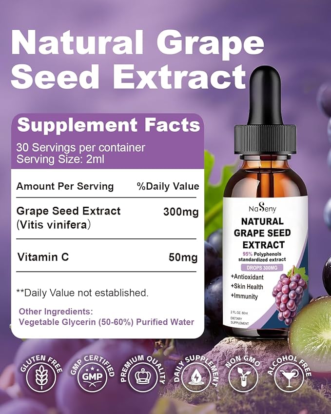 L-Lysine 1000mg Liquid Drops L-Lysine Supplement for Essential Amino Acid Supplement for Lips &amp Oral Health &amp Collagen Formation Support Natural Grape Seed Extract Drops-300 mg Grape Seed Ex