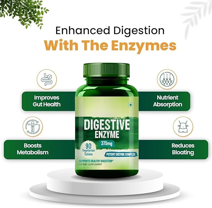 Digestive Enzyme with Bromelain &amp Papain Supplement | Supports Digestion and Better Absorption of Nutrients | Health Management - 90 Tablets