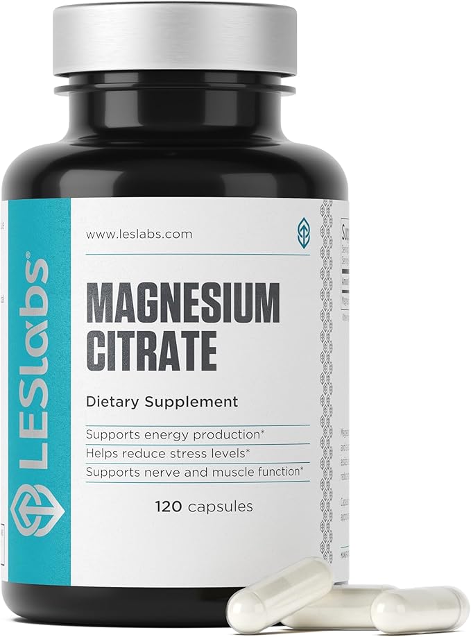 LES Labs Magnesium Citrate – Stress Relief Restful Sleep Heart Health Metabolism Nerve &amp Muscle Function – Non-GMO Supplement – 120 Capsules