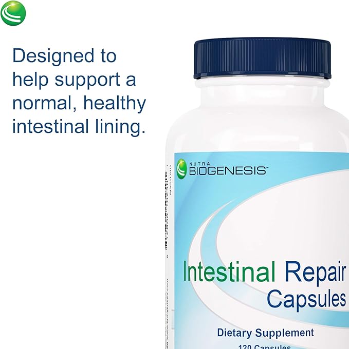Nutra Biogenesis Intestinal Repair Capsules - Herbal Gut Health Supplement for Women &amp Men with Sodium Butyrate Daily - 120 Capsules