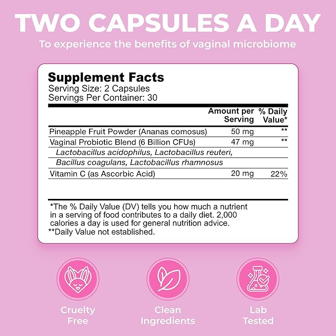 Vaginal Probiotics for Women Vaginal Health Supplement - 6 Billion CFU Probiotic for pH Balance Promote Healthy Vaginal Odor &amp Vaginal Flora 60 Count (Pack of 1)