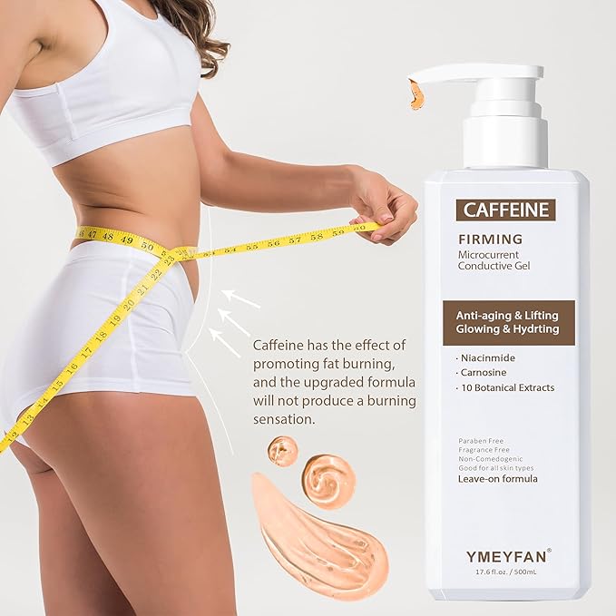 YMEYFAN 2x500ML Conductive Gel for Body Sculpting Hot Caffeine Cavitation Gel for Face Slimming Device Firming &amp Tighten for Arms Tummy Butt Thighs Legs Help Fat Burning