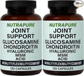 Nutrapure Joint Support - Allura Glucosamine &amp Chondroitin Complex MSM Hyaluronic Acid &amp Bamboo Extract – Joint Care Formula Knee Health Suppplement 120 Veggie Capsules (2)