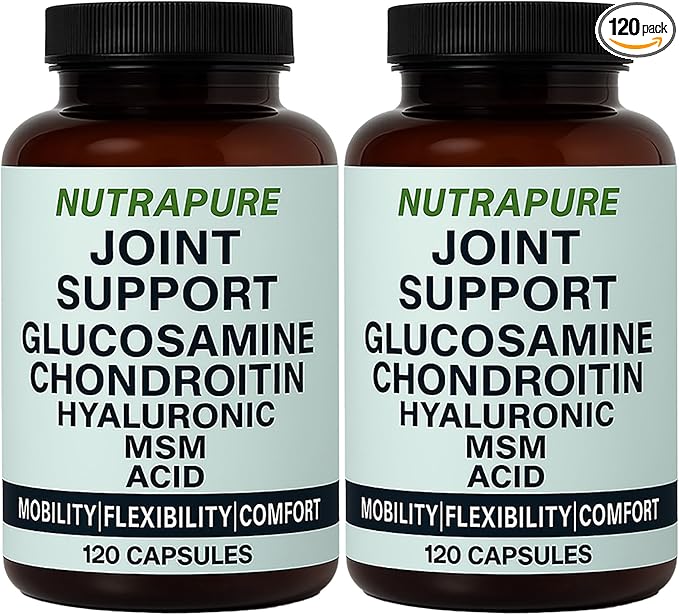 Nutrapure Joint Support - Allura Glucosamine &amp Chondroitin Complex MSM Hyaluronic Acid &amp Bamboo Extract – Joint Care Formula Knee Health Suppplement 120 Veggie Capsules (2)