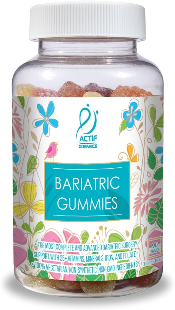 ACTIF Organic Bariatric Gummies with 25+ Organic Vitamins and Minerals for Bariatric Surgery Advanced Formula - 90 Count