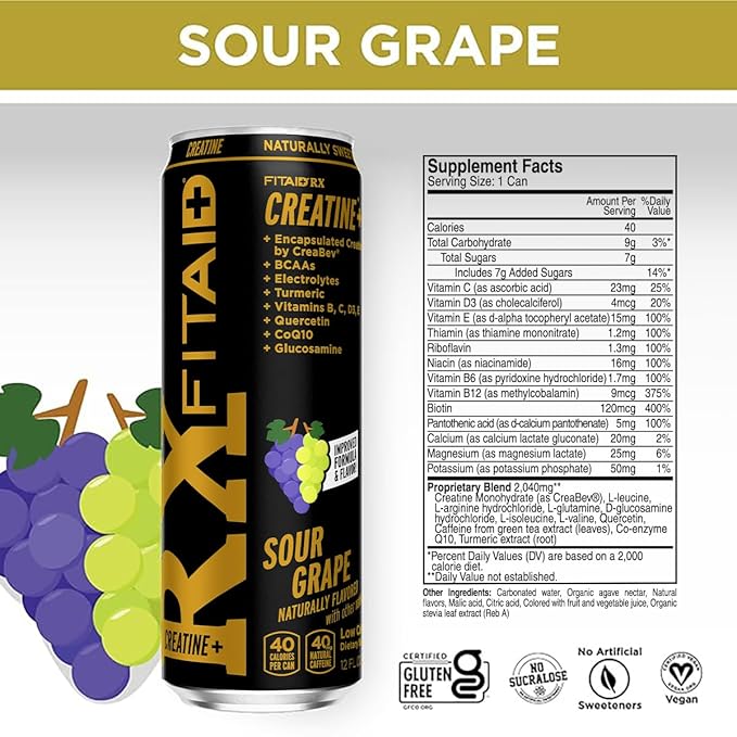 FITAID Recovery Post-Workout Drink Variety Pack Mix of Creatine Caffeine Free and Zero Sugar Nautrally Sweetened 100% Clean Vegan Keto-Friendly 4 Flavors (Pack of 24) - Packaging May Vary