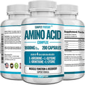 Simply Potent Amino Acid Complex 1800mg 200 Capsules Blend of 4 Essential and Non Essential Amino Acids Includes L-Arginine 550mg L-Ornithine 500mg L-Glysine 400mg &amp L-Lysine 350mg for Muscle