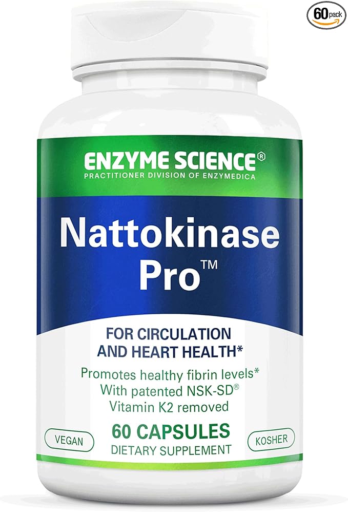 Enzyme Science Nattokinase Pro with NSK-SD - Organic Supplement - Best enzymes for Cardiovascular and Circulatory Support - Vegan and Kosher - 60 Capsules