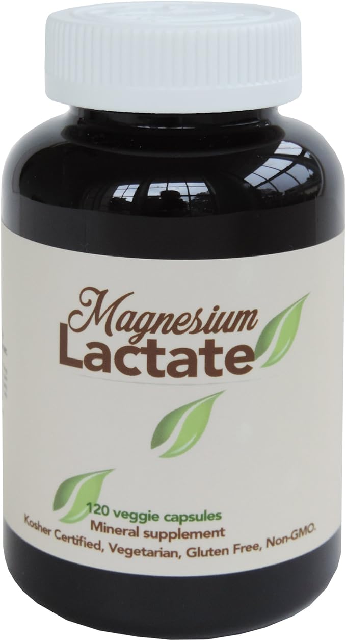 Magnesium Lactate 500 mg per Serving 120 Easy to Swallow Small Vegetarian Capsules. Gluten Free. Doctor formulated. Highly bioavailable Formulation. High Absorption. Made in USA.