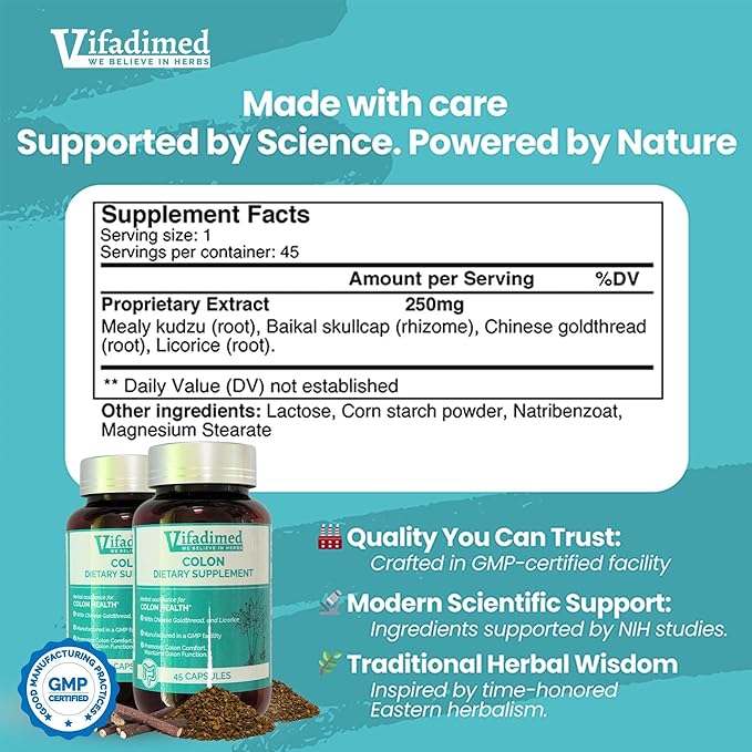 Colon for Diarrhea IBS-DColitis Soothes IrritationEnhances Colon's Function. Intestine LiningGut MicrobiomeColon Motility. IBS Relief90 Capsules.