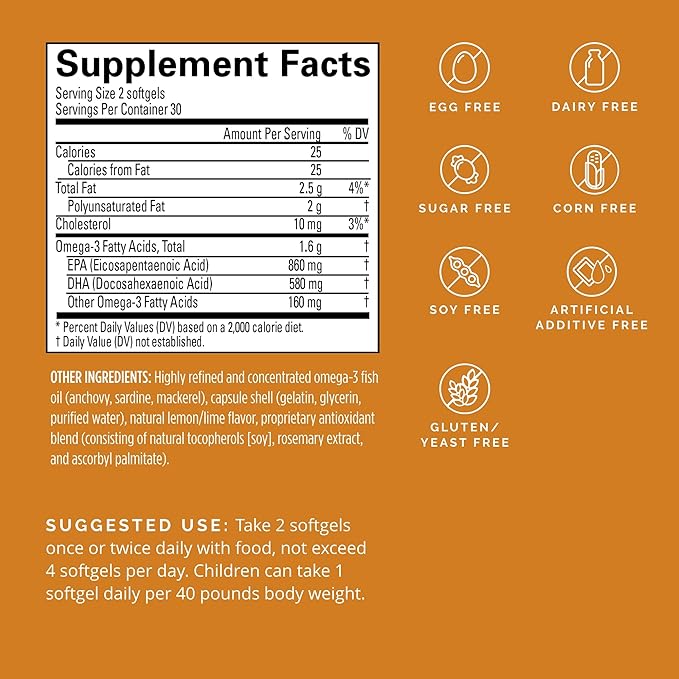 BRAINMD Dr Amen Omega-3 Power - 60 Capsules - Joint &amp Immune Support Supplement - Contains DHA &amp EPA - Gluten Free - 30 Servings
