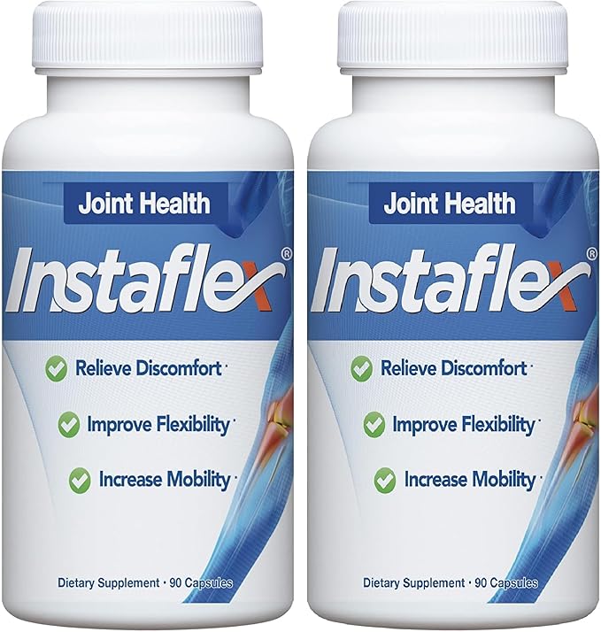 Instaflex Joint Support Supplement for Men and Women - Glucosamine MSM White Willow Turmeric Ginger Cayenne Hyaluronic Acid - 180 Capsules