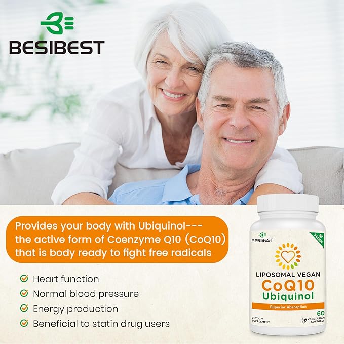 1000mg Liposomal CoQ10 Ubiquinol 240 Vegan Softgels High Absorption Ubiquinol CoQ10 Supplement Active Antioxidant Form of Coenzyme Q10 for Heart Function &amp Energy Production