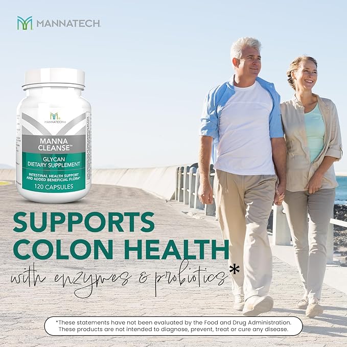 Mannatech Digestive Enzymes and Probiotics - Powered by Ambrotose Derived from The Aloe Vera Plant - Digestive and Colon Cleanser Helps Support Overall Gut Heath - MannaCleanse 120 Capsules