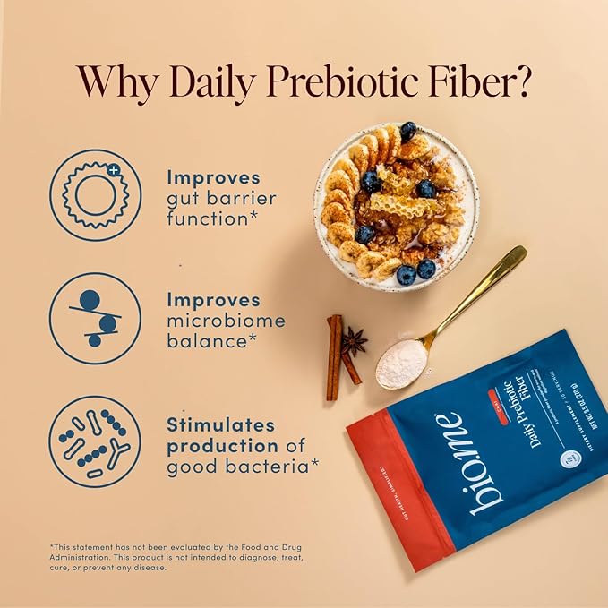 Bio.me Daily Prebiotic Fiber Powder Chai - 7g Per Serving - Soluble &amp Insoluble Fiber Supplement Powder for Women &amp Men - Digestive Health &amp Gut Health - GLP-1 Friendly Sugar Free - 30 Se