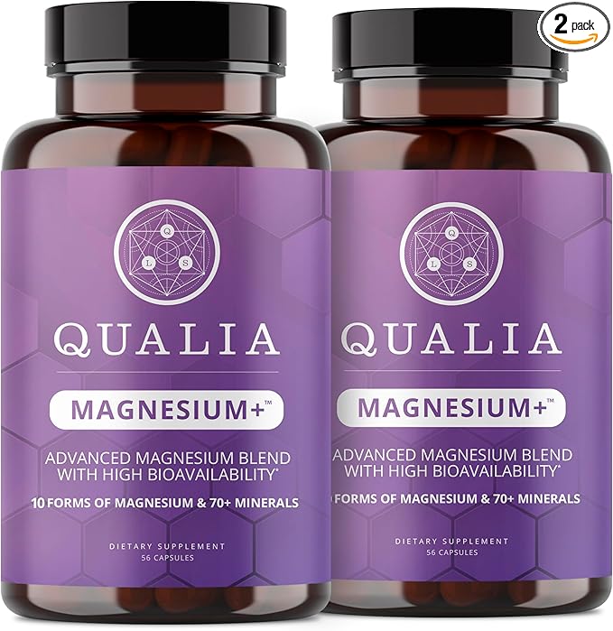Qualia Magnesium+ | Doctor-Formulated. Premium Formula | High Bioavailability | 10 Forms of Magnesium &amp 70+ Minerals | Relaxed Mood restful Sleep &amp Exercise Recovery | 2 Month Supply