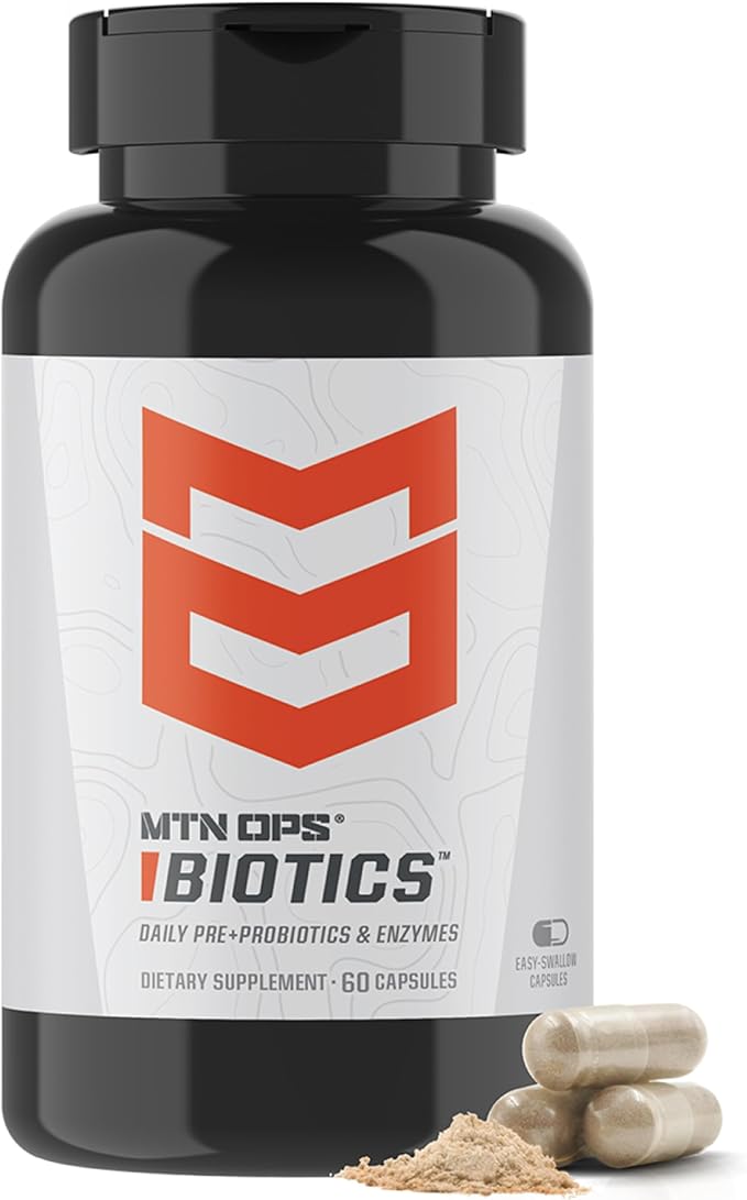 MTN OPS Biotics Daily Probiotic Maca Root Boswellia Reishi Mushroom Capsules Prebiotic with American Ginseng 60 Capsules 30 Servings