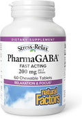 Natural Factors Pharma GABA - Dietary Supplement Supports Calm Sleep &amp Sleep Quality - Natural Fast-Working Supplement Aids Focus &amp Brain Health - 60 Chewable Tablets (30 Servings)
