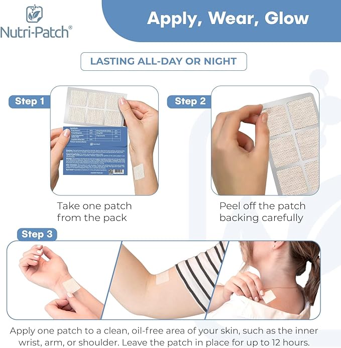 NUTRI-PATCH Inflam Topical Skin Patch | Infused with Turmeric MSM White Willow Bark and Vitamin C 30 Count