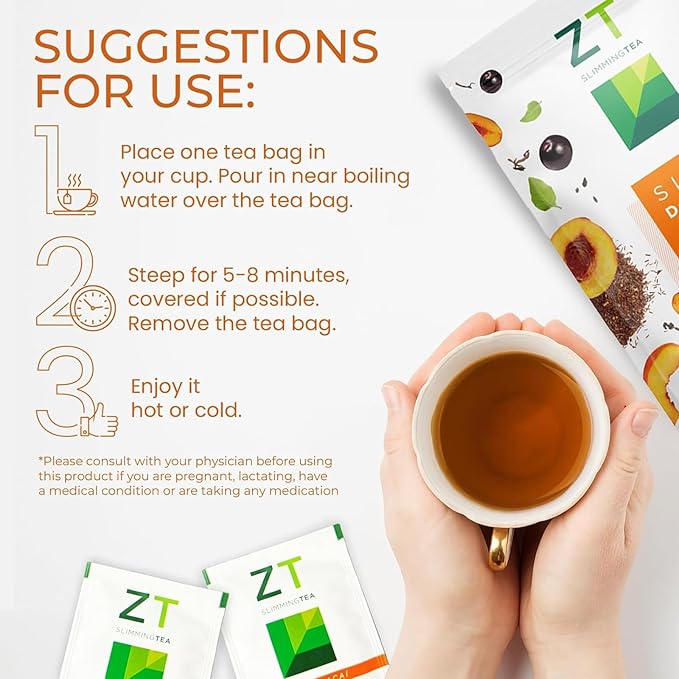 Dr. Zisman ZT Slimming - Peach and Acai Herbal Tea Blend with Ashwagandha Rooibos and Acai - 28 Day Wellness Blend (28 Tea Bags)